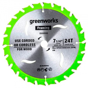 Изображение Диск пильный  по дереву для циркулярной пилы Greenworks,184x20 мм, 24T 2943407