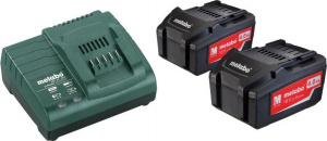 Изображение Набор аккумуляторов и зарядное устройство METABO 18V Basic-Set 4.0 2х4.0 Ач 685050000
