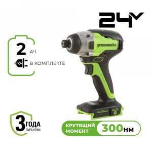 Изображение GD24ID3 Винтоверт ударный аккумуляторный Greenworks 3802807CUA