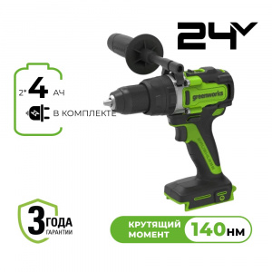 Изображение GD24DD140 Дрель-шуруповерт Greenworks 3707607CUD