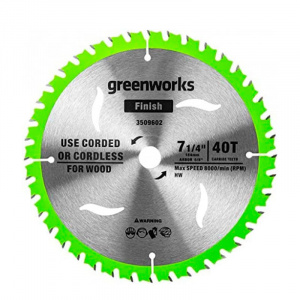 Изображение Диск пильный по дереву для циркулярной пилы Greenworks, 184x20 мм, 40T 2943307